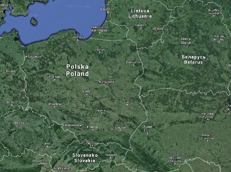 Polsko na mapách Google